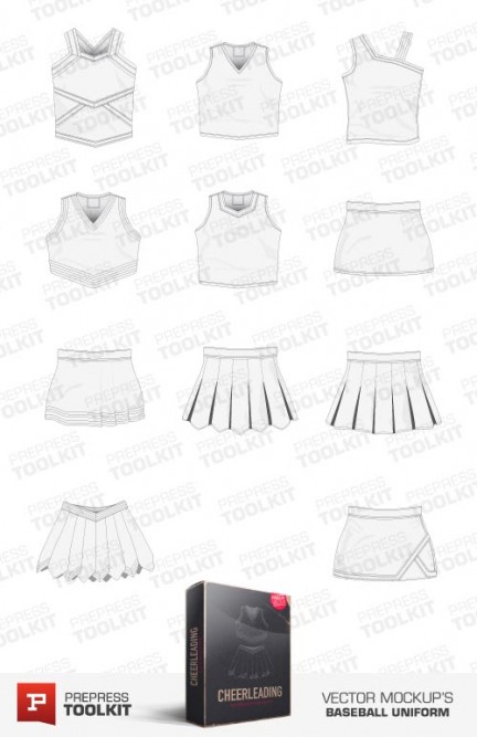 Download Cheerleading Uniform Apparel Vector mockup template pack