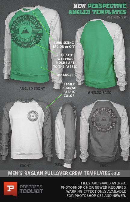 Download Ghosted Raglan Crew Pullover Design Template PSD